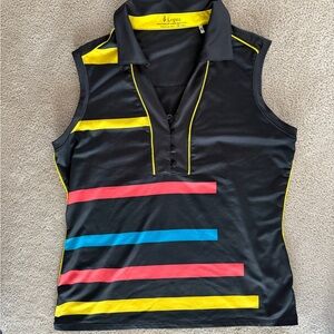 Lopez Black Sleeveless Tank with Colorful Stripes